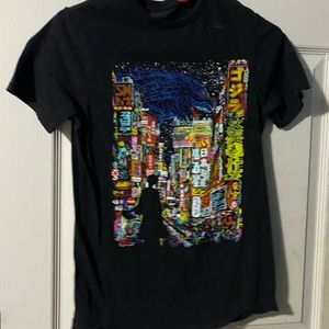 Black city with many things